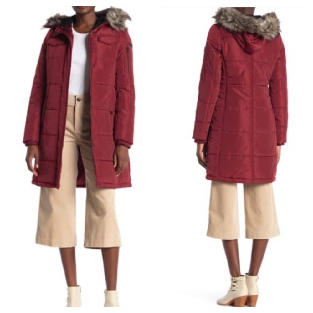 Lucky Brand Missy Faux Fur Hooded Parka Jacket M
